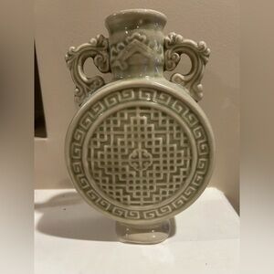 Ornate Sage Green Ceramic Vase